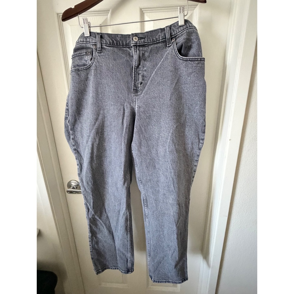 Abercrombie & Fitch Curve Love 90s Straight Mid Rise Grey Jeans 33 16s